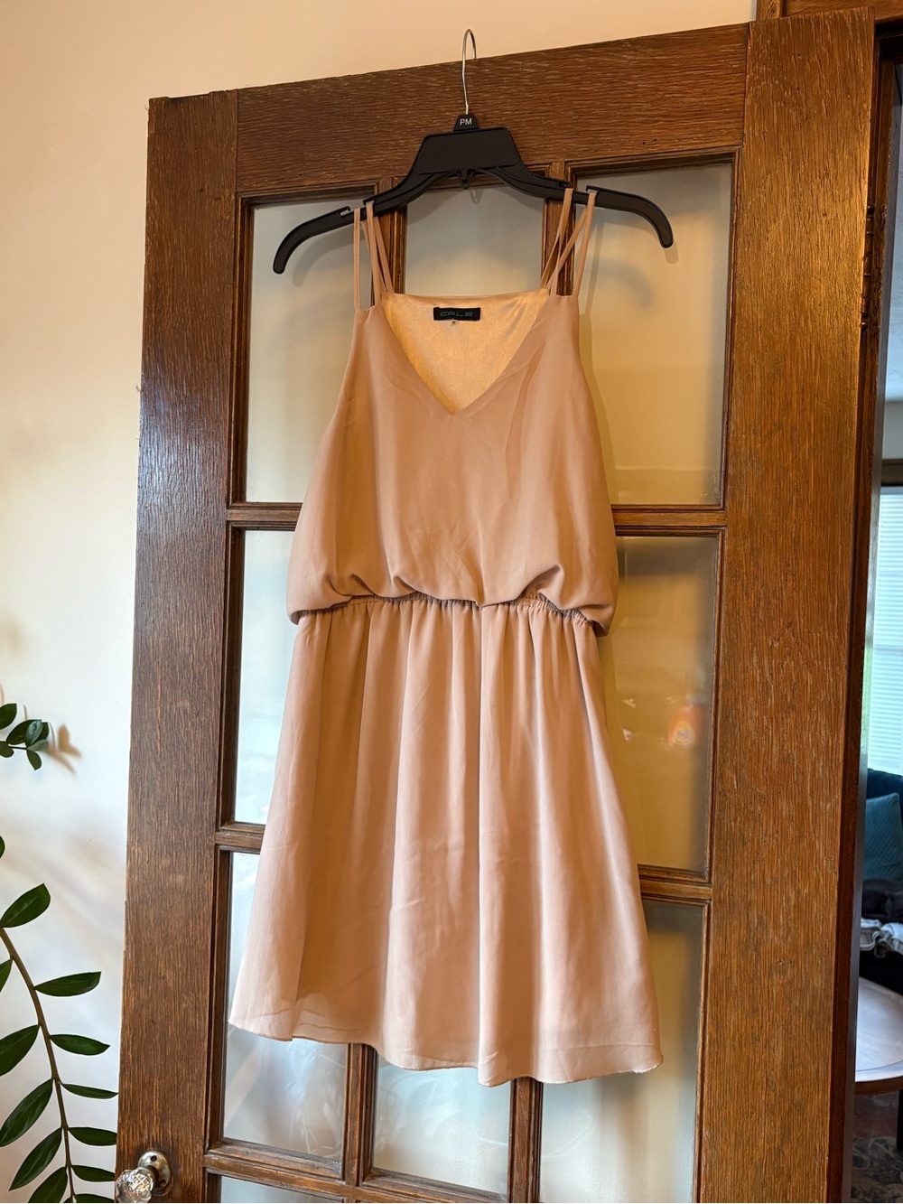 Boutique Beige Halter Mini Dress